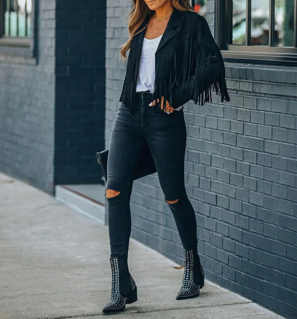 Fall Fringe Cropped Jacket