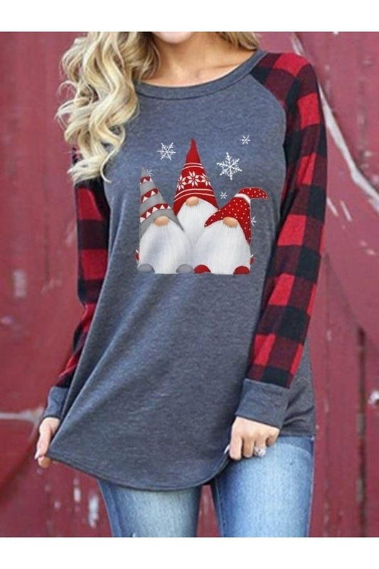 Plaid Sleeve Gnome Sweatshirt