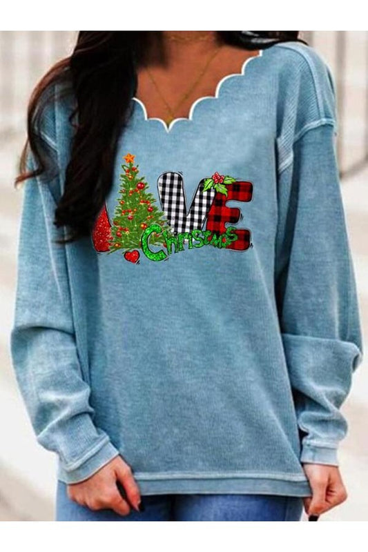 Christmas Love Scallop Sweatshirt