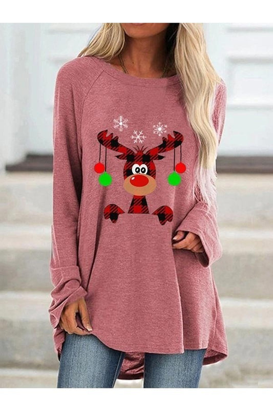 Plaid Reindeer Holiday Sweatshirt