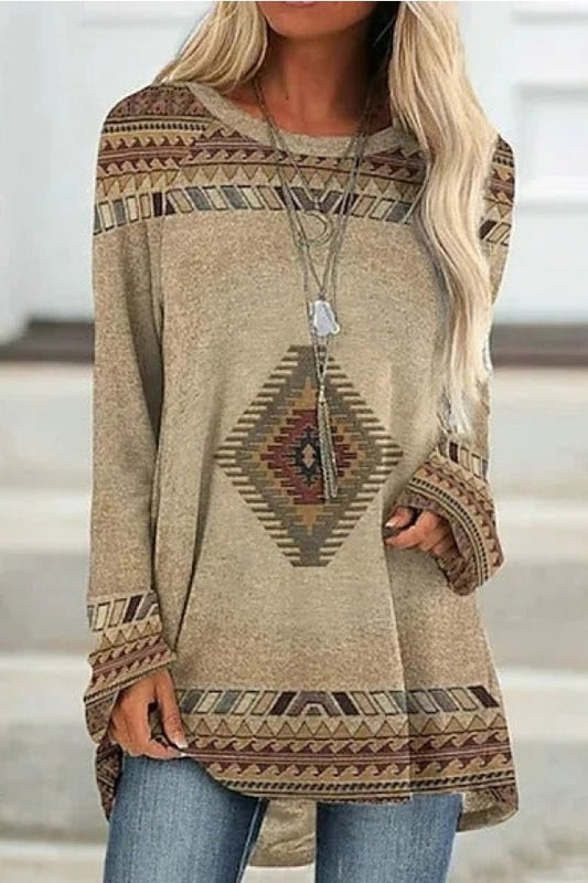 Fall Geometric Print Sweatshirt