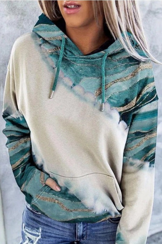 Abstract Wave Print Hoodie