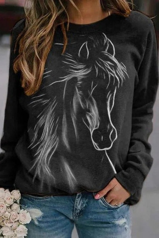 Fall Equine Sketch Sweater