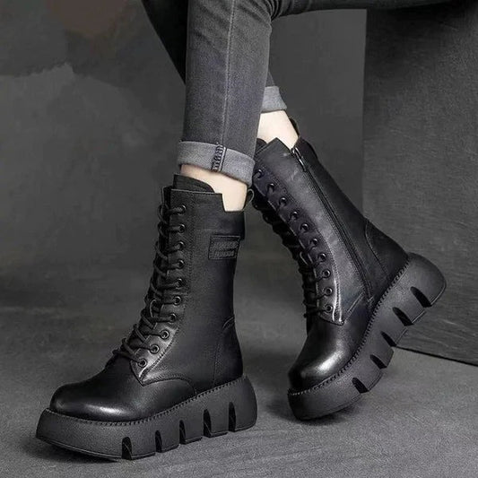 Fall Platform Lace-Up Boots