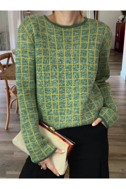 Fall Grid Knit Sweater