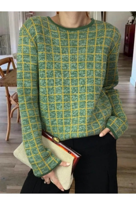 Fall Grid Knit Sweater
