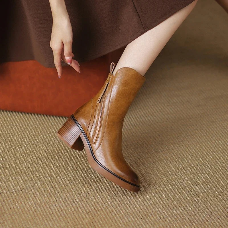 Fall Side-Zip Block Boots