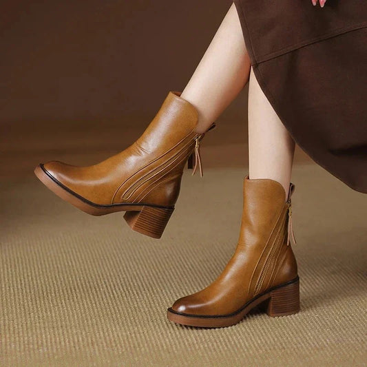 Fall Side-Zip Block Boots