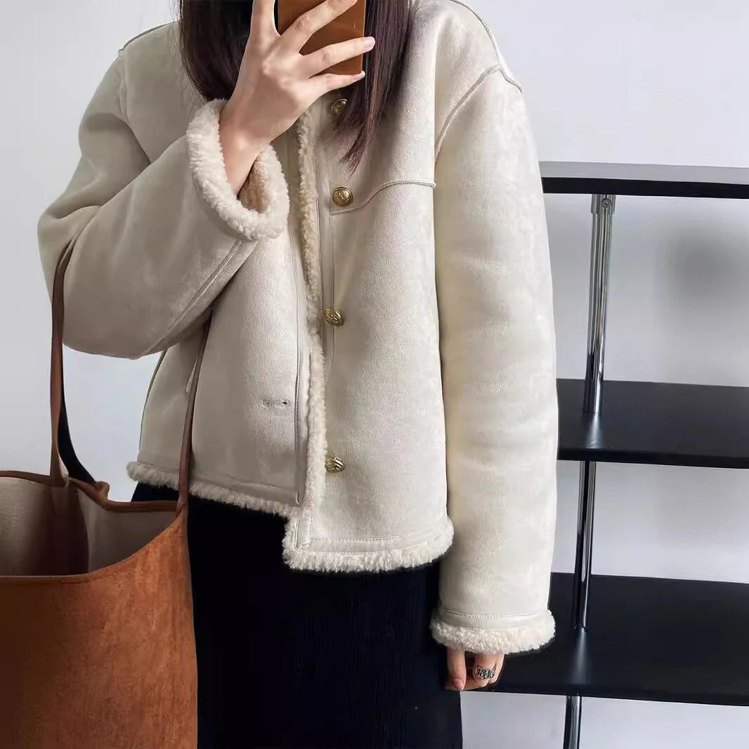 Fall Shearling Trim Jacket
