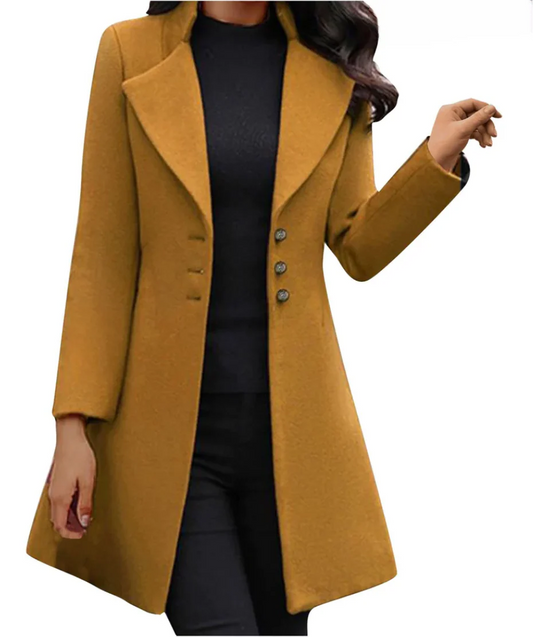 Fall Wide-Lapel Button Coat