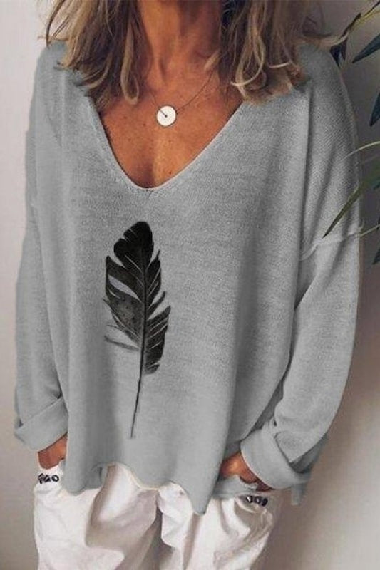 Fall Feather Print Sweater