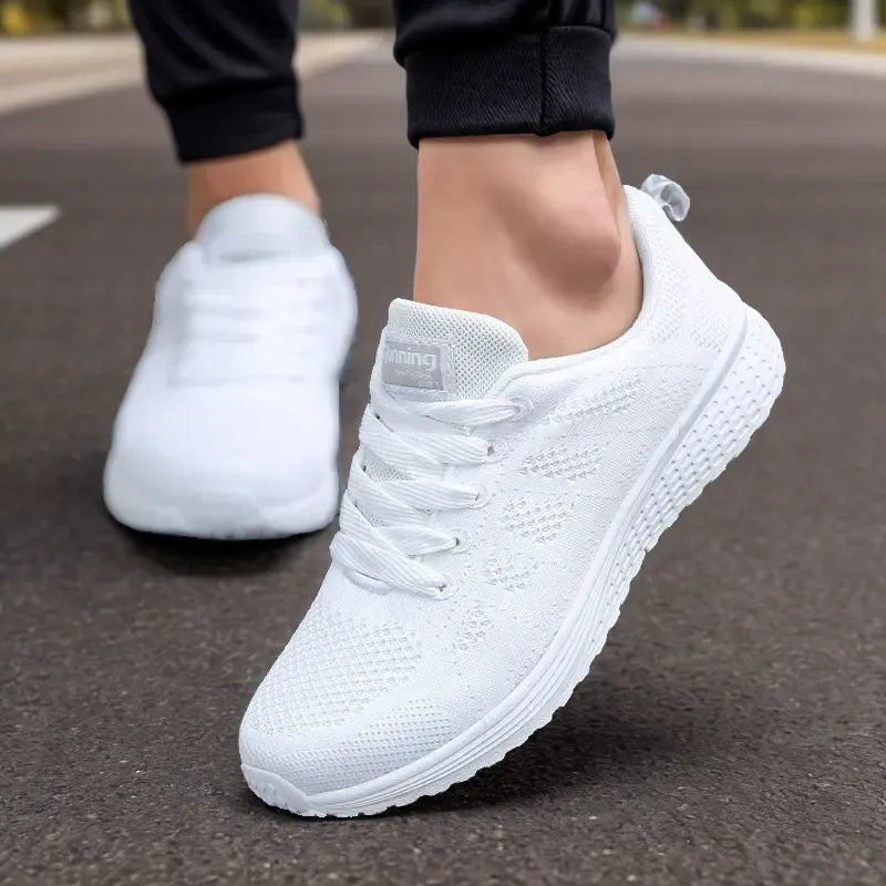 White Knit Sneakers