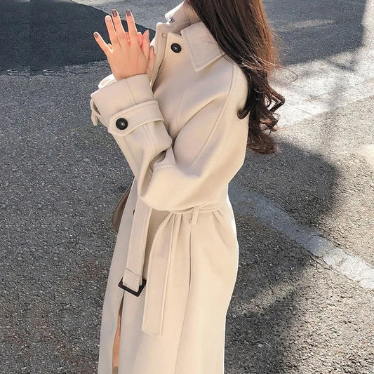Fall Long Button-Front Overcoat