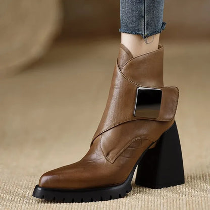 Fall Buckled Block Heel Boots