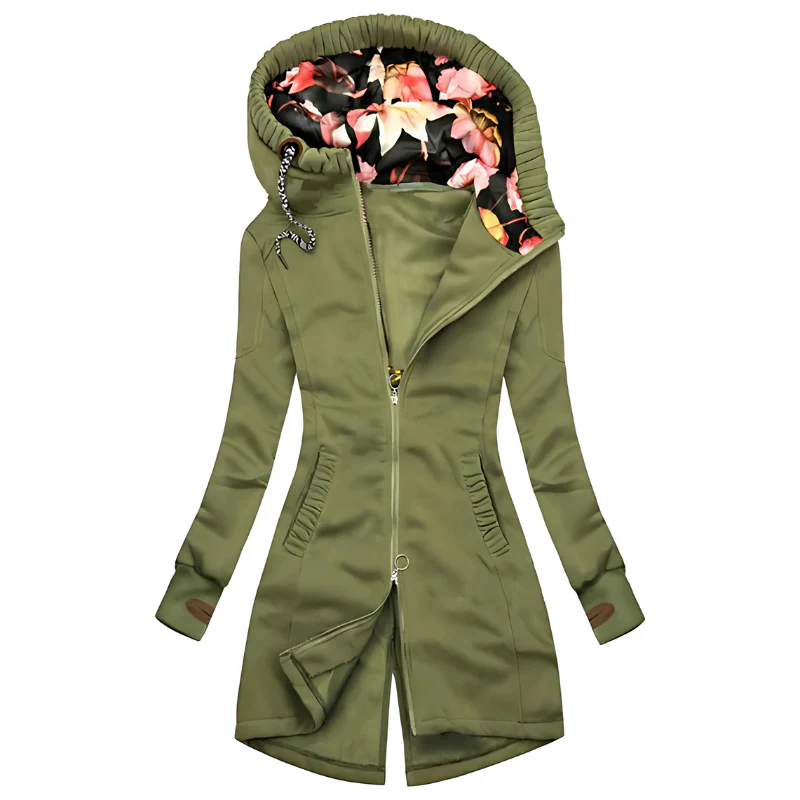 Fall Floral-Lined Hooded Jacket