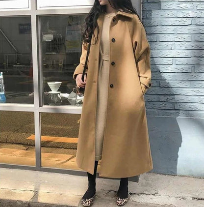 Fall Long Button-Front Overcoat