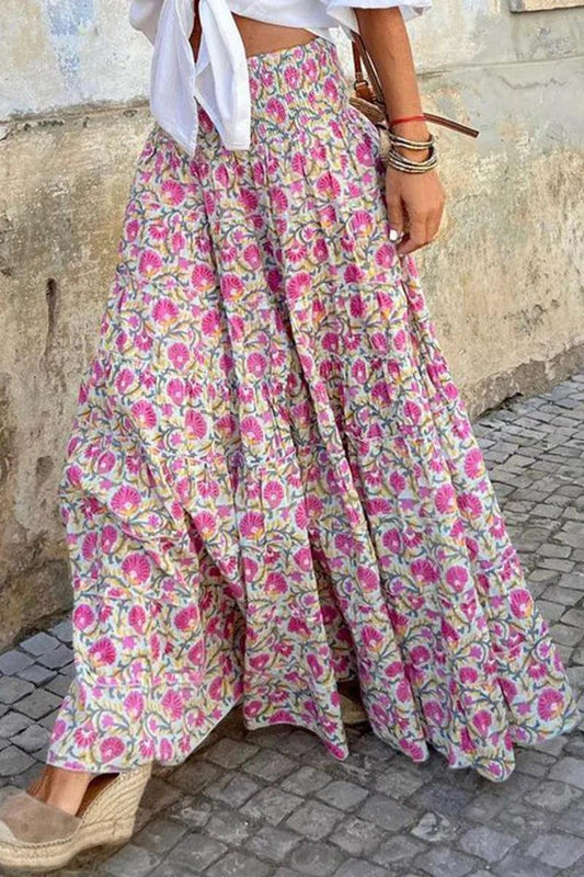 Tiered Floral Maxi Skirt