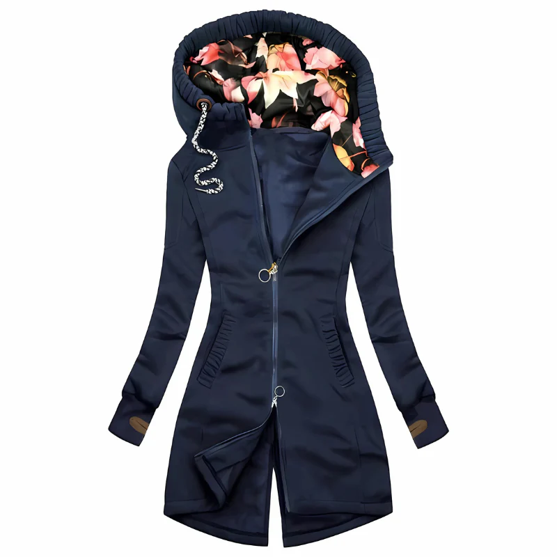 Fall Floral-Lined Hooded Jacket