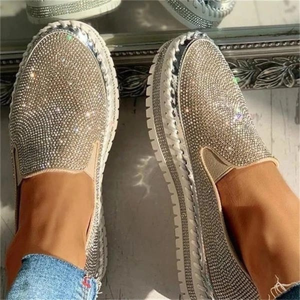 Rhinestone Slip-On Platform Sneakers