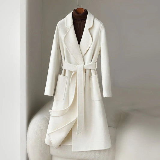 Fall Wool Wrap Belt Coat