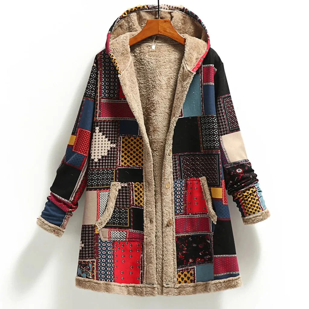 Fall Patchwork Hooded Coat