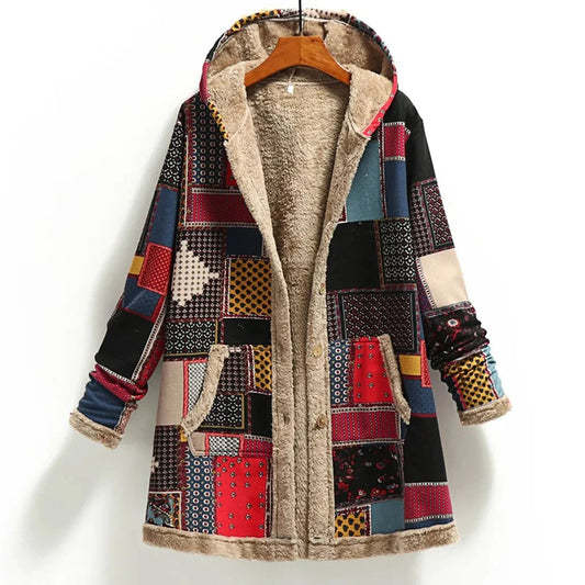 Fall Patchwork Hooded Coat