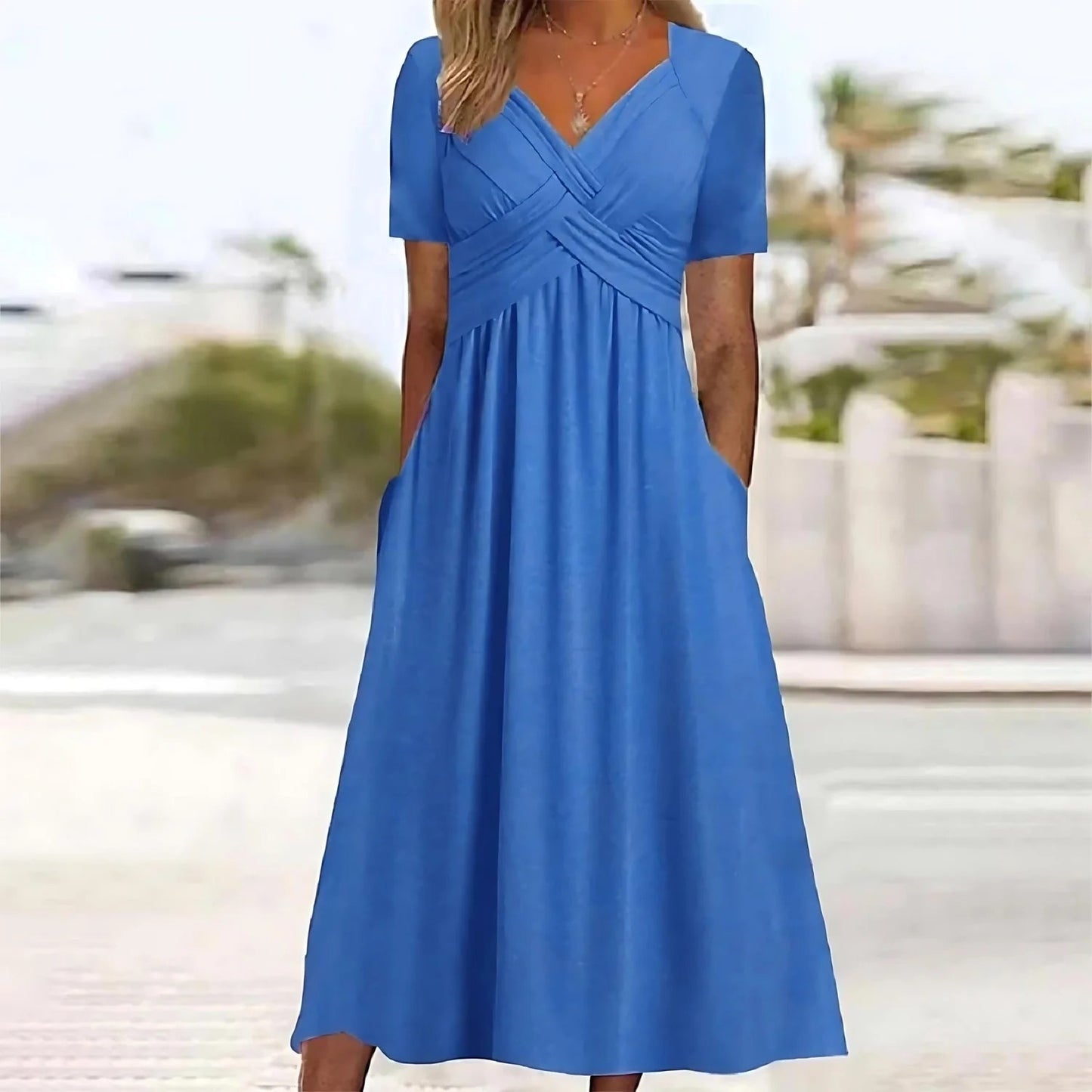 Midi Dress - A-Line Silhouette, Belly Coverage, Versatile Style
