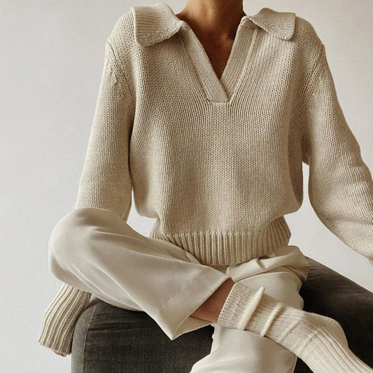 Fall Knit Polo Sweater