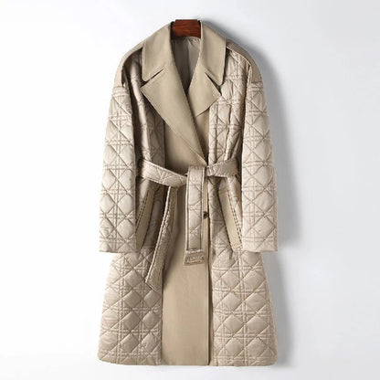 Fall Quilted Belted Coat