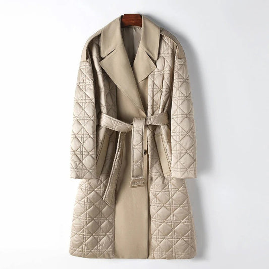 Fall Quilted Belted Coat
