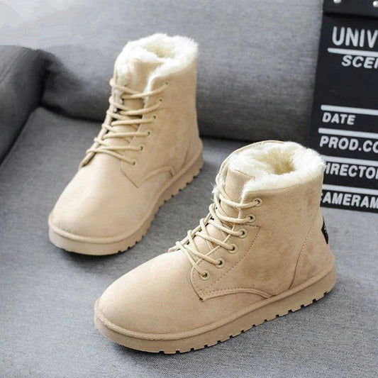 Fall Faux-Fur Lined Lace Boots