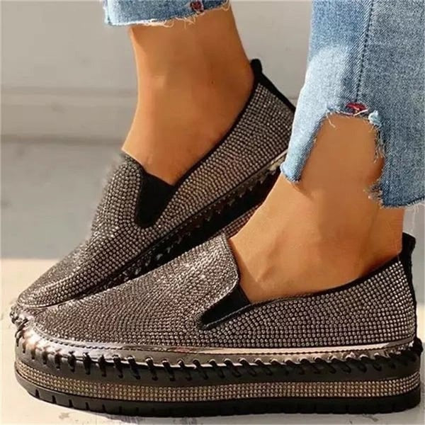Rhinestone Slip-On Platform Sneakers