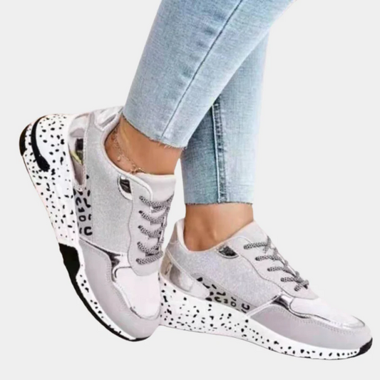 Mixed-Print Chunky Lace-Up Sneakers