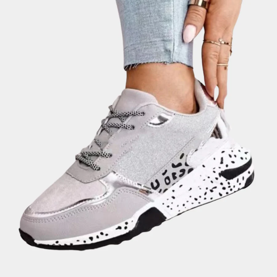 Mixed-Print Chunky Lace-Up Sneakers