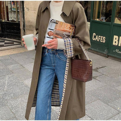 Fall Check-Lined Trench Coat