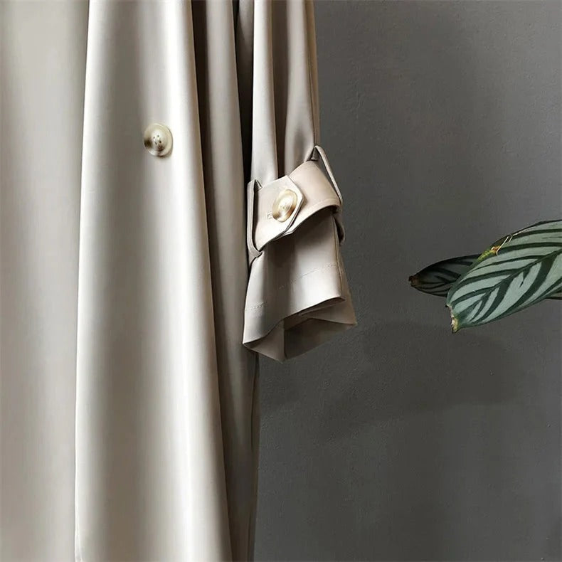 Fall Draped Double-Breasted Trench