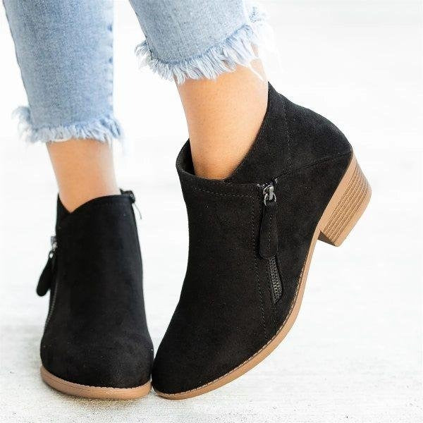 Fall Side-Zip Block Heel Boots