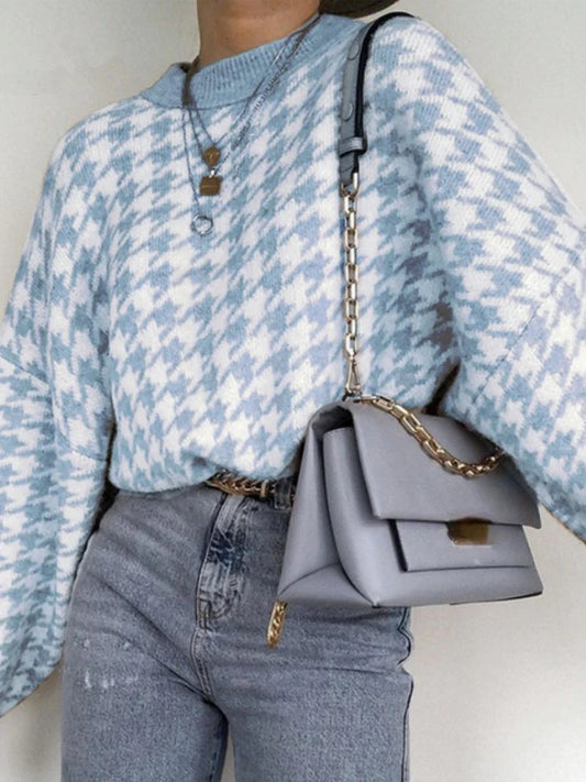 Fall Houndstooth Pattern Sweater