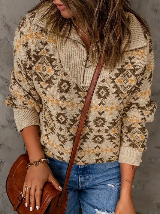 Fall Fair Isle Half-Zip Sweater