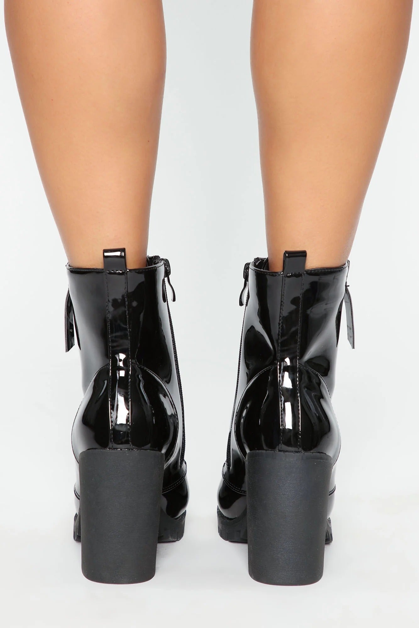 Fall Patent Lace-Up Block Boots