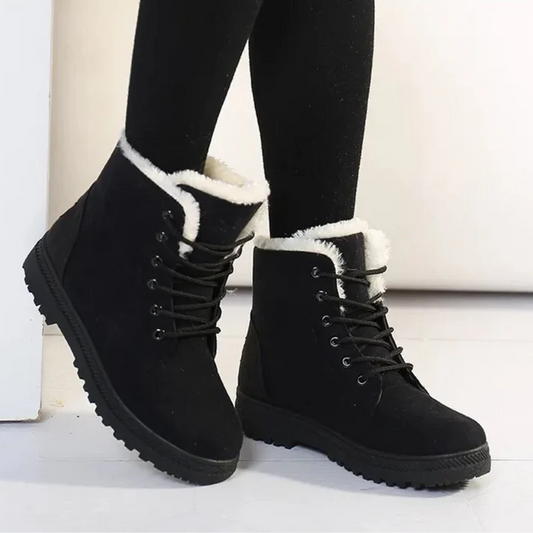 Fall Shearling-Trim Lace Boots