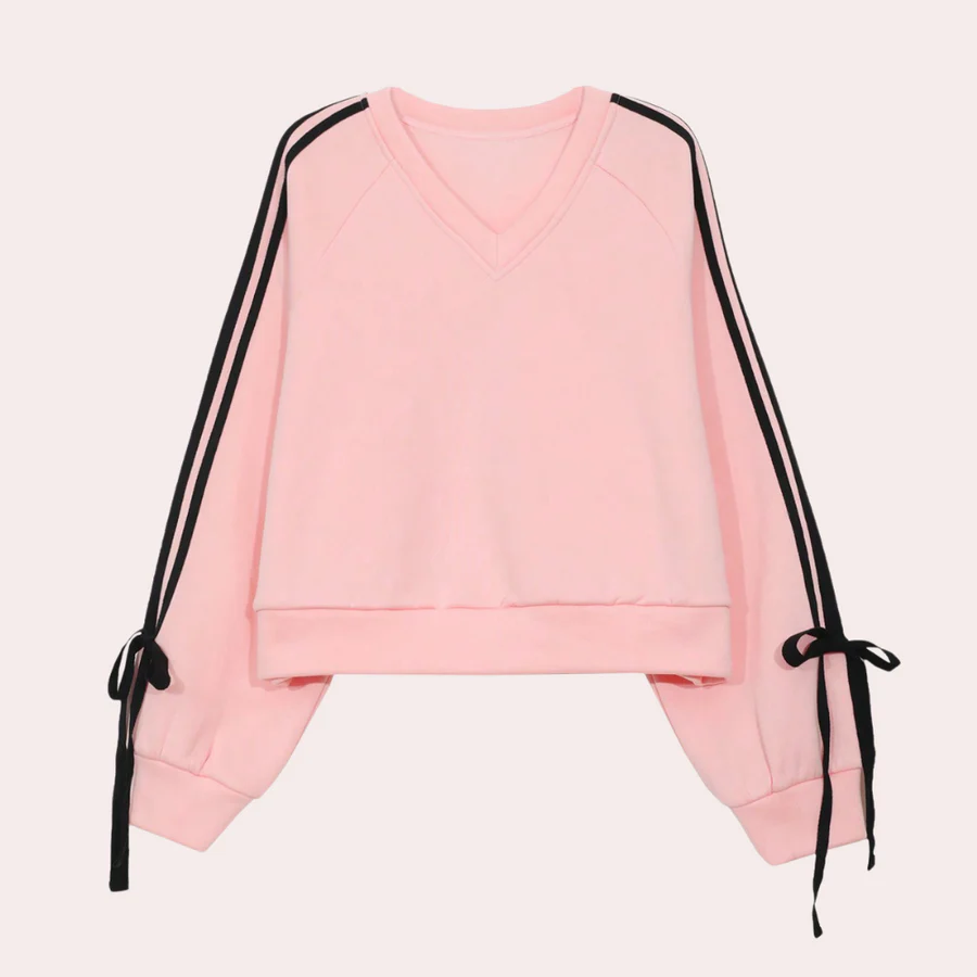 Fall Ribbon Sleeve Sweatshirt