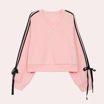 Fall Ribbon Sleeve Sweatshirt