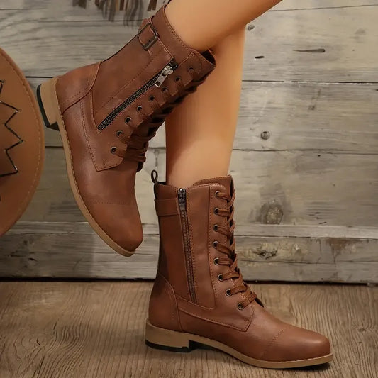 Fall Lace-Up Mid Boots