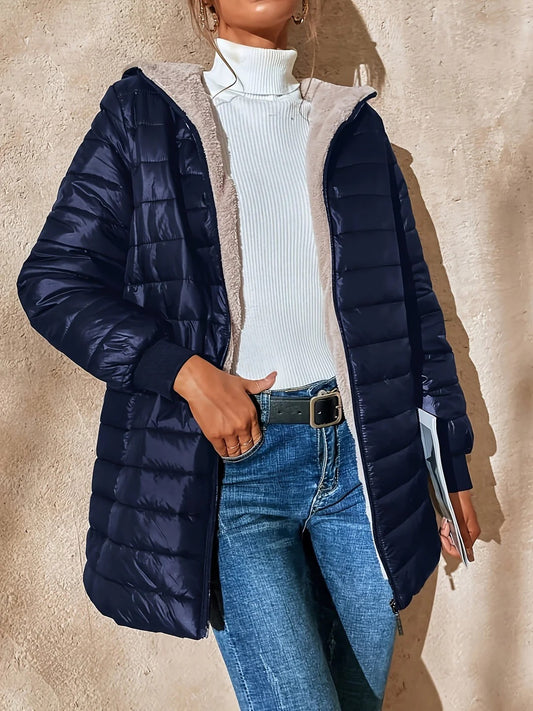 Fall Contrast-Lined Quilted Coat