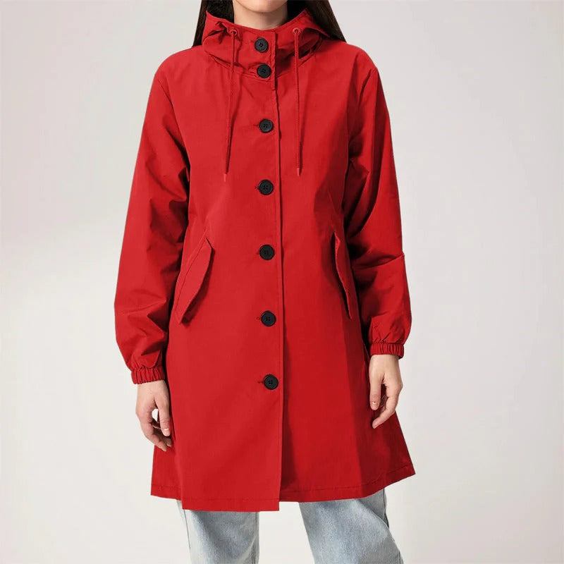 Fall Crimson Hooded Coat