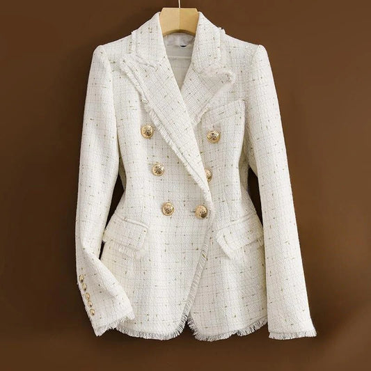 Fringed Double-Breasted Blazer