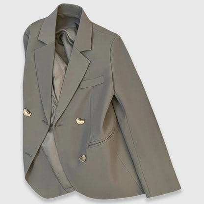 Women's Gold Button Double-Breasted Blazer