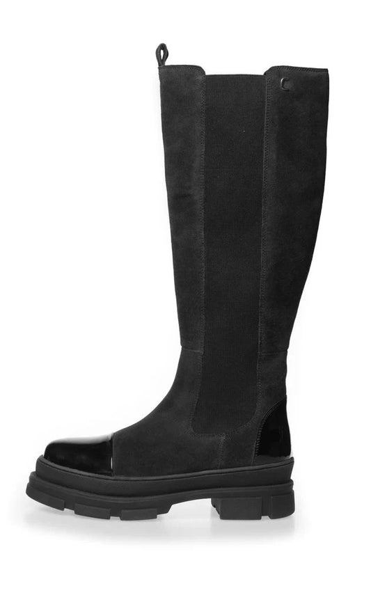 Chunky Knee-High Boots With Cap Toe