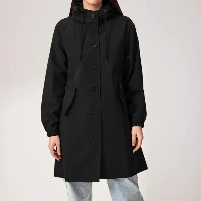 Fall Crimson Hooded Coat